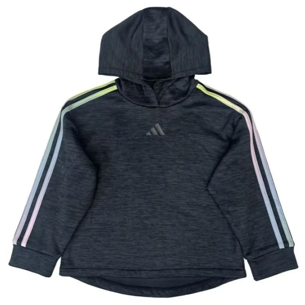 Adidas Sport Girls 2TโBlack Rainbow Active Pullover Hoodie Sweatshirt Top 2T